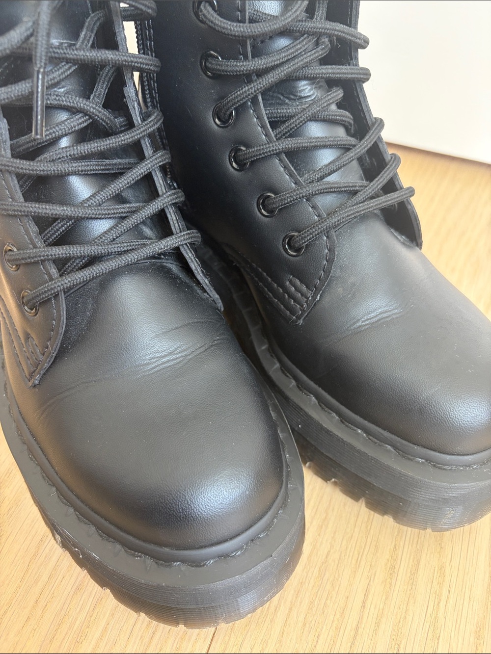 Dr. Martens Black Leather Platform Lace-Up Boots - Picture 8 of 10